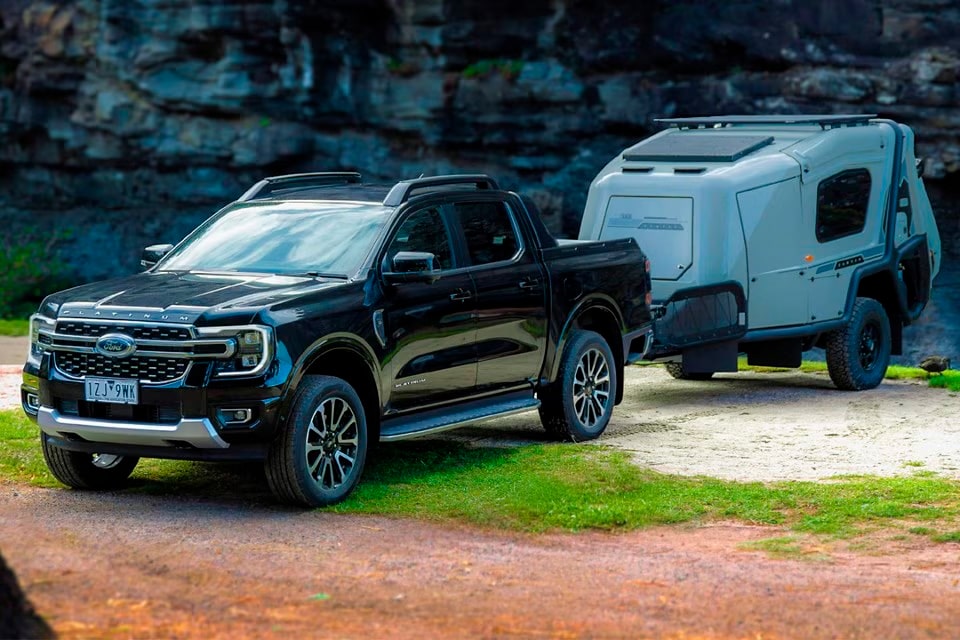 Ford Ranger towing a trailer.