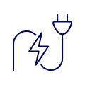 Icon of a plug-in with a lightning bolt